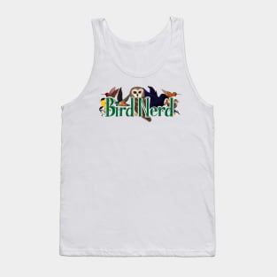 Bird Nerd - owl, hummingbird, raven, chickadee, goldfinch, nuthatch, wren Tank Top